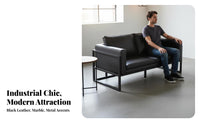 Long-Lasting Construction Industrial Design Booth Set High-Density Foam Cushion Modern Bar Table and Sofa Easy to Clean Metal Frame Restaurant Sofa Space-Saving Design for Cafe Owners, Interior Designers, Eatery, Lounge, Cafeteria, Food Hall