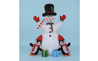 Bonhomme De Neige Gonflable Avec Pingouins Festif Snowman with Penguins Outdoor