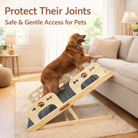 Dog Steps for Bed and Sofa with Adjustable Height, Wooden Pet for Small and Cats, Portable Foldable Design for Car Use