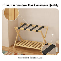 Bamboo Suitcase Holder Folding Luggage Rack Compact