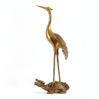 Longevity Crane Turtle Sculpture Birthday Gift Crane on Turtle Statue Good Luck Charm Longevity Animal Sculpture for Entrance, TV Cabinet, Office