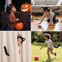 Adult & Kids Animal Ear Headband & Tail Set for Halloween Costume Party