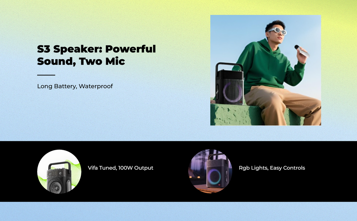 Portable Karaoke Speaker with Microphone, Waterproof, TWS