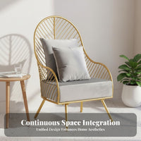 Soft Fabric Upholstery Highspine Barrel Chair Modern Minimalist design Plush Single-Person Sofa Thickly Padded Indoor Furniture Ergonomic Design for Office Workers, Interior Designers, Balcony, Reception Area, perusing corner, Living Room