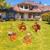 Thanksgiving Turkey Pumpkin Stack Abstract Lawn Decoration Outdoor Garden Metal Stake