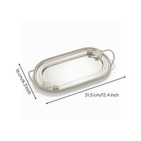 Decorative Tray with Rope Border Silver-Toned Serving Platter Easy to Clean