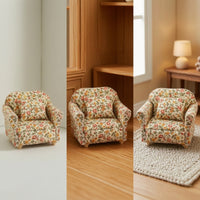 Dollhouse Sofa with Pillows 1/12 Scale Dollhouse Couch Upholstered for Hobbyists