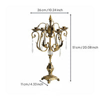 French Style Table Candelabra Wrought Metal Candelabra 4-Arm Crystal Candle Holder for Wedding, Living Room