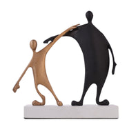 Human Figure Sculpture Textured Statue with Black Base Gold for Home Decorators