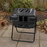 Rotating Compost Bin Metal Stand Outdoor Equipment Air Vents
