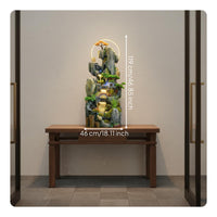 Rockery Waterfall Water Feature Indoor Fountain Feng Shui Ornament with Misting Function and LED Light for Relaxation Entryway Meditation Home Decoration