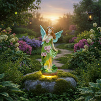 Solar Fairy Light Statue Resin Craft Outdoor Angel Lamp Figurine for Yard, Patio