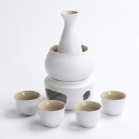 Ceramic Wine Warmer Set, 7-Piece Minimalist Japanese Style