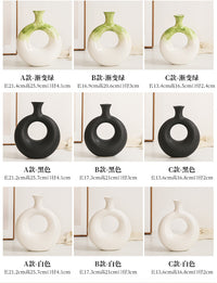 简尔美ins圆圈陶瓷花瓶摆件客厅家居饰品工艺品跨境简约现代青花