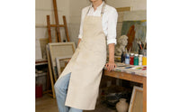 Wide Coverage Split-Leg Apron Three Pockets Work Apron Adjustable Buckle Workwear Long