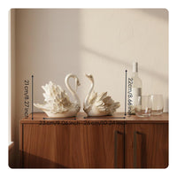 2 Pieces Elegant Bottle Holders Detailed Craftsmanship Swan Couple Figurines Synthetic Resin Home Decor Decorations for Living Room, Entryway