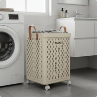 Ventilated Plastic Laundry Hamper Perforated Household Organizer with Handle