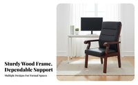 Upholstered Wooden Armchair Sturdy Wood Frame Upholstered Lobby Chair Padded Seat and Rear Professional Appearance