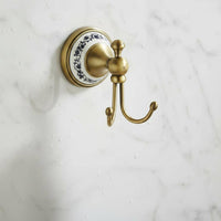 Antique Brass Coat Hook Bathroom Friendly Vintage Double Hook Rustic Look