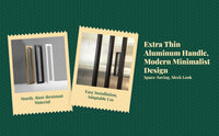 Sliding Glass Door Handle, Super Narrow Double Hook Mortise Lock, Modern Minimalist Pull, Protected Kitchen Pane Patio