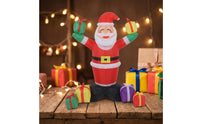 Easy Deflation Inflatable Santa with Gift Boxes Festive Santa Inflatable with Gift Box Sturdy Waterproof for Yard, Garden
