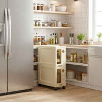 Narrow Four-tier Rolling Rack Wheeled Design Slim Rolling Trolley Raised Edges