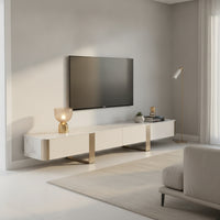 TV Cabinet with Stainless Steel Legs Modern Rocktelevision Cabinet Cabinet Minimalist Low-Profile Media Console for Living Room, Apartment