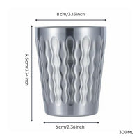 Stainless Steel Cup Shatterproof Korean Style Beverage Cup Easy to Clean Hammered Metal Tumbler for Restaurant, Outdoor