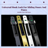 Aluminum Alloy Sliding Door Hook Lock, sturdyDuty Glide Door Lock, Adjustable Security Latch for Patio, Shop, Balcony, Easy Installation