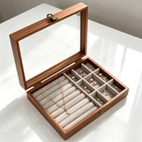 Vintage High-End Wooden Jewelry Box with Photo Frame for Rings, Necklaces, Earrings, and Bracelets