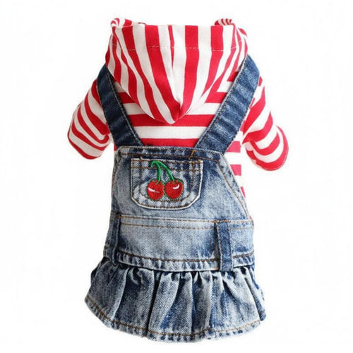 Comfortable Fit Embroidered Denim Pet Skirt Machine Washable Denim Dog Dress Lightweight Material for Dogs, Photo Shoots, Parties, Weddings