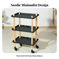 2-Tier Rolling Organizer Multifunctional Wheeled Side Table 360° Swivel Wheels