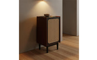 Cane Door Storage Cabinet Solid Wood Rattan Footwear Storage Unit Minimalist Style Household Furniture for Living Room