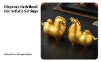 Good Fortune Symbol Ceramic Horse Ornament Elegant Design Golden Horse Statue Exquisite Workmanship for Business Owners