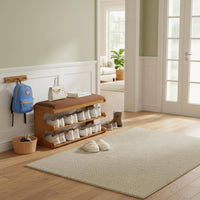 Space Saving Entryway Shoe Bench with Cushion Multi-Functional Shoe Rack Bench Sturdy Construction Home Furniture Large Capacity for Hallway