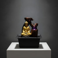Tabletop Fountain with Buddha Carved Buddha Fountain Indoor Compact for Buddhists, Entry Table, Tea Corner