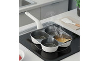 Titanium Ceramic Coating 4-Cup Breakfast Pan Multi-Section Design 4-Cup Breakfast Patties Pan Easy to Clean Nonstick Breakfast Patties Skillet Compatible with Gas and Induction for Home Cooking