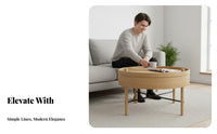 Nordic Design Round Table with Rotating Top Modern Minimalist Design Convertible Top Coffee Table Space-Saving Living Room Furniture Hidden Storage for Small Apartment Dwellers, Homeowners, Young Adults, Lounge Area, Bedroom