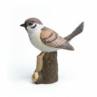 Sparrow Figurine Nature-Inspired Tree Stump Bird Figurine Decorative