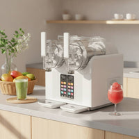 Countertop Slushy Maker with Dual Cylinders 2-in-1 Slush Machine Multi-Function Ice Cream Maker Fast-Freezing for Cafes