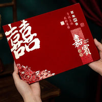 Guest Book, Wedding Reception, 384 Names Capacity, Red, Velvet, Stylish, Wedding