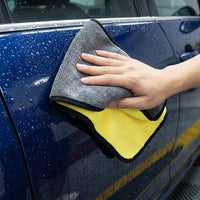 Double Sided Car Drying Towel with Plush Microfiber, Highly Absorbent Car Drying Towel, 30x30cm Yellow and Gray Multi-Purpose Drying Cloth