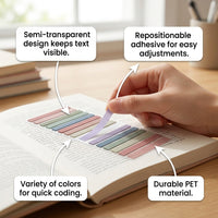 Index Flags 300 Pieces Translucent Fluorescent, PET Sticky Page Markers for Students, Notebook Tabs for Reading Notes and Filing