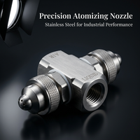 Stainless Steel Misting Nozzle, Industrial Fine Mist Spray Tip, Low Pressure Humidification Nozzle, Two Fluid, 1/4 Pressure S