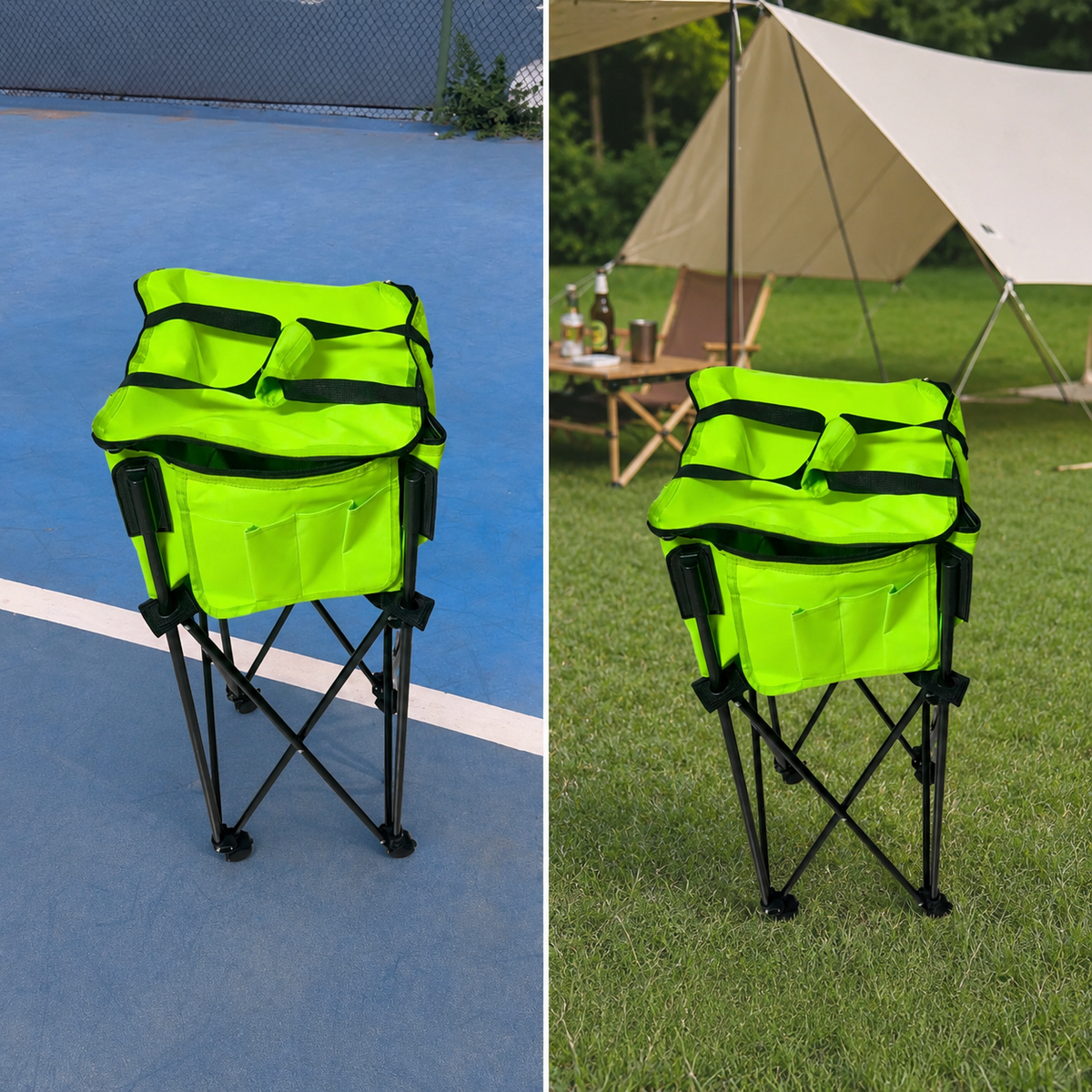 Foldable Tennis Ball Cart Outdoor Camping Storage Rack Pickleball Training Cart