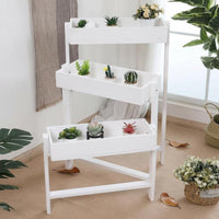 3-Tier Plant Stand Retro Design Foldable Stepped Planter Indoor Outdoor Use Easy to Assemble for Gardeners, Balcony, Patio