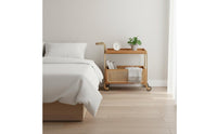 Movable Rattan Trolley Table Easy to Move Rattan Side Table Storage Rack Vintage Bedside Shelf Space-Saving for Living Room
