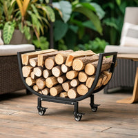 Detachable Curved Firewood Rack Compact Firewood Rack with Curved Frame Sturdy Heavy-Duty for Homeowners