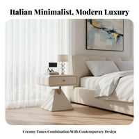 Rounded Single-Drawer End Table Stylish Home Decor Nightstand Multifunctional