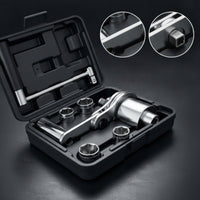 Lug Wrench with Storage Case Compact Lug Nut Removal Tool Portable Ratcheting Wrench with Case for Vehicle Owners, Drivers, Roadside Emergency, Garage